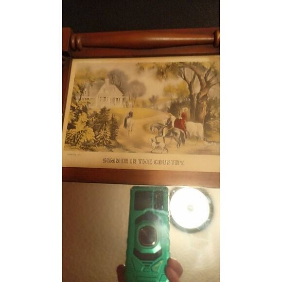 Original Currier and Ives lithograph print in wood frame w/mirror 10 x 18 - Picture 4 of 6